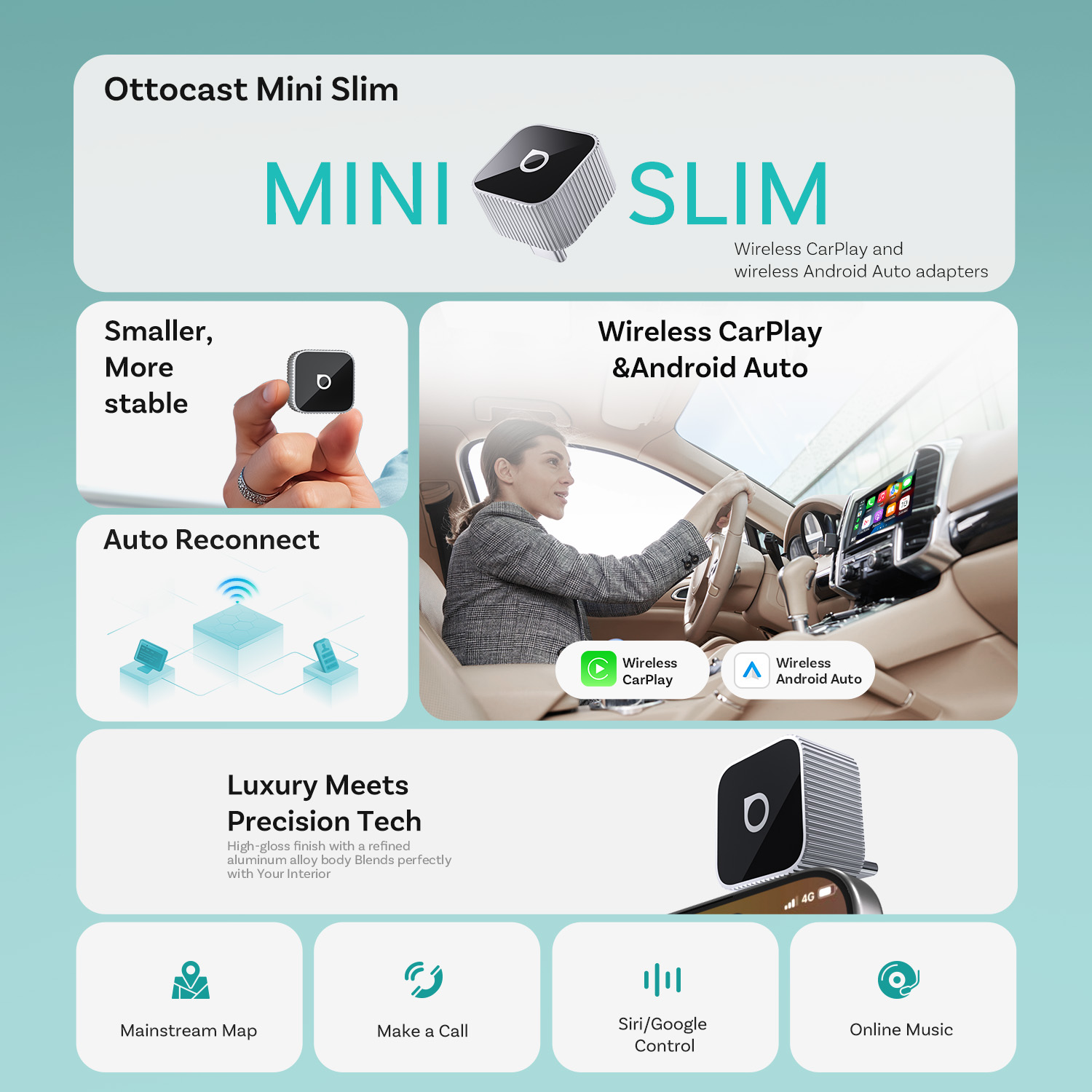 Ottocast mini fino sem fio car - Car Accessories Usa avaliação e preço